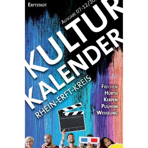 Das Bild zeigt die Titelseite des Kulturkalenders Rhein-Erft-Kreis Ausgabe Juli bis Dezember 2024.