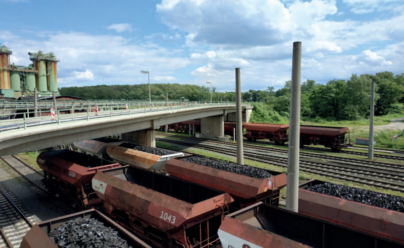 Die Abbildung zeigt die Schienenanbindung für den Güterverkehr am Standort Wachteberg